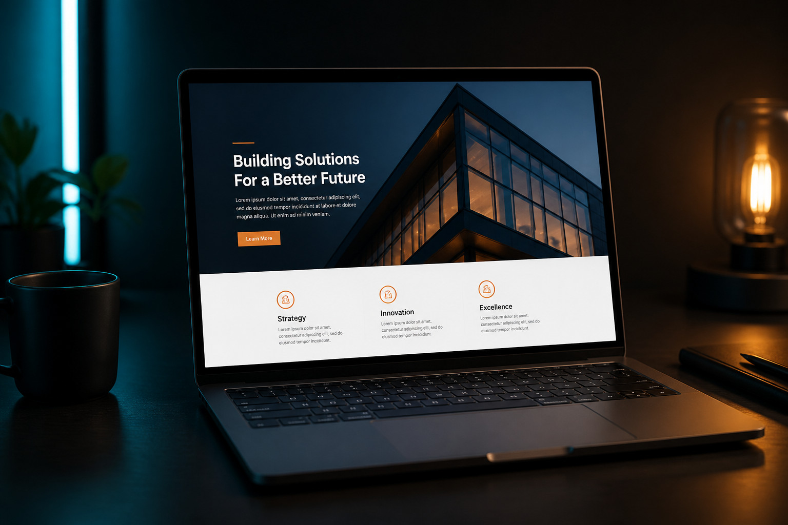 Business website on laptop and mobile devices